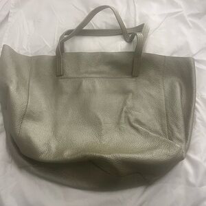 Kurt Geiger Soft Deconstructed Silver Leather Tote Bag